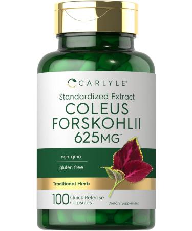 Carlyle Coleus Forskohlii Capsules | 625mg | 100 Count | Non-GMO & Gluten Free| 2.5:1 Standardized Extract | Forskolin Supplement - Buy Online on GoSupps.com