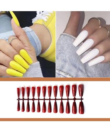Dajidafu Long Nails Press-on Handheld Fingernail Manicure Stylish Matching Beauty Accessories Manicures Glossy Tips Dark Red 1 - Buy Online on GoSupps.com