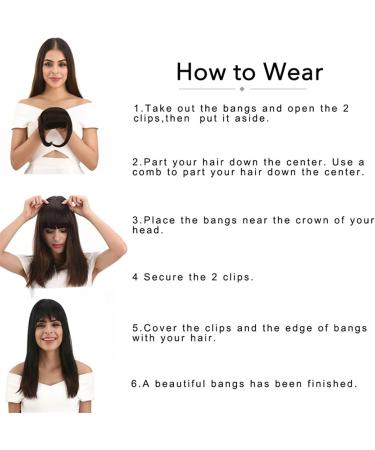 Bangs Hair Clip Bangs Hair Extensions for Women Natural Synthetic Hair Neat Flat Bangs Clip on Fringe Bangs Fashion One Clip-in Hair Extension Hairpieces (Color : #1B Size : 8inches) 8inches #1B - Buy Online on GoSupps.com