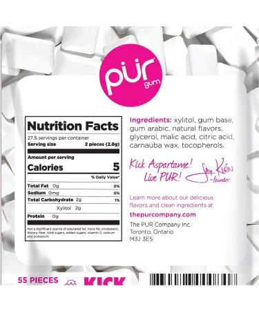 PURE Gum Sugar Free Pomegranate Mint - Vegan, Keto, Xylitol & Aspartame Free - 55 Pieces - Buy Online on GoSupps.com