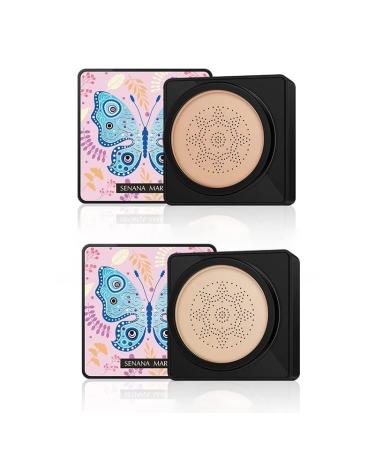 Air Cushion CC Cream Mushroom Head Concealer Moisturizing BB Cream Foundation Waterproof Matte Long Lasting Bright Face Makeup Base Long Lasting Cushion CC (1# Natural)