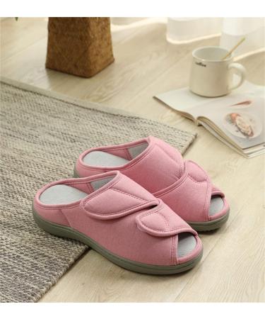 Womens Diabetic Edema Slippers - Adjustable Strap Extra Wide Sandals for Swollen Feet - Pink XS - Buy Online on GoSupps.com