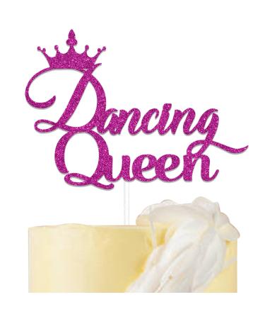 Disco Dancing Queen Cake Topper Happy 17th Birthday Decorations for Girls Young and Sweet Only 17 Dancer Ballerina Birthday Cake Decor Supplies Rose Red
