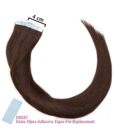 Elailite Real Hair Extensions Tape - Invisible Tape in 20PCs Remy Human Hair 35cm 40g #04 Mittel Braun - Premium Quality - Buy Online on GoSupps.com