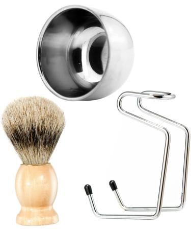 Minkissy 3 Sets Shaving Tool - Wooden Straight Razor & Brush for Men's Grooming | International Shipping - Buy Online on GoSupps.com