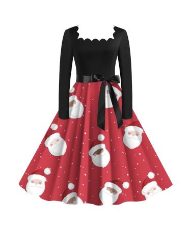 Hanxiulin women Christmas dress sexy party dress dress mini sweater hooded sweater fashion dress women Christmas top long -sleeved shirt hooded sweater Christmas dresses elegant mini dress watermelon red xxl
