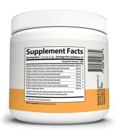 One Good Earth Mushroom Plus Powder 1000mg+ with Lionsmane Cordyceps Shiitake Chaga Turkey Tail & More with Vitamins B and D Selenium Copper & Potassium - Buy Online on GoSupps.com