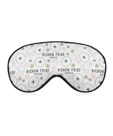 Bichon Frise Dog Pattern Sleep Mask for Women Adjustable Sleeping Eye Shades Cover with Elastic Strap
