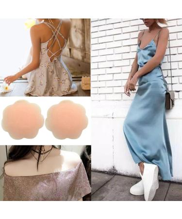 FZBNSRKO 2 Pairs Plum Blossom Silicone Nipple Covers - Reusable Adhesive Breast Pads for Women & Girls - Buy Online on GoSupps.com