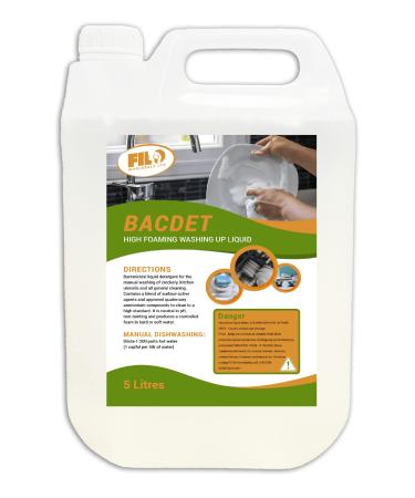 FILO BACDET Washing Up Liquid 5L Powerful Dishwasher Pods Cleaner for Sparkling Clean Dishes Pans Pots and Windows Grease & Stain Remover Gentle on Hands