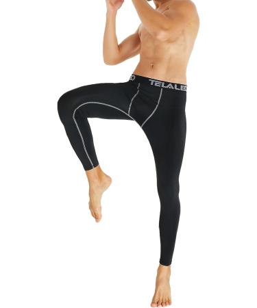 TELALEO Men's Compression Pants 4 Pack - Large Size | Sports Tights for Workout, Running, and Performance | Athletic Baselayer Leggings in Black - Buy Online on GoSupps.com