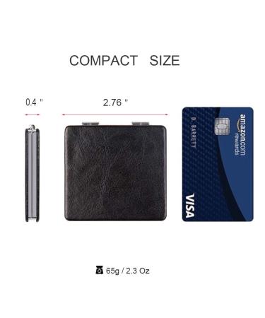 OMIRO Compact Mirror - Classical PU Leather, 1X/3X Magnification, Portable for Purses and Travel (Black) - Buy Online on GoSupps.com