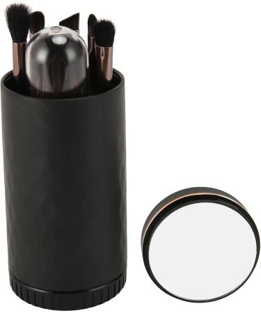 Travel Makeup Brushes Set Cosmetic Brushes Set with Mirror Cap Soft Hair Brush Multifunctional Eyeshadow Brushes (Black) - Buy Online on GoSupps.com