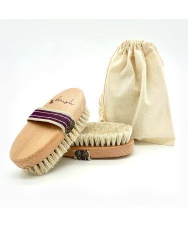 YBrush body dry brush - for cleansing the skin removing dead skin cells made of 100% natural horsehair wood