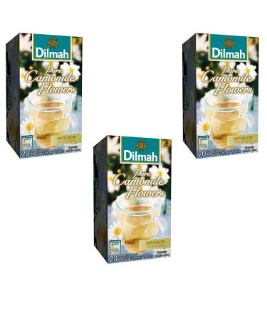 Dilmah Pure Camomile Flowers 20 Tea Bags X 3 Pack - Caffiene Free - Pure Sri Lankan Ceylon Tea Box