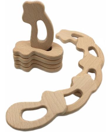 Wendysun 3pcs Cartoon Wood Teether - Natural Animal Eggplant Shape Teething Toy - Buy Online on GoSupps.com
