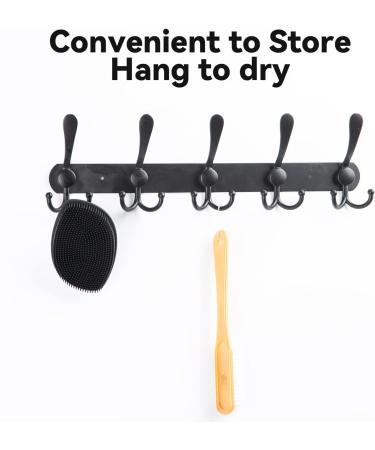 HieerBus Silicone Body Scrubber Flat Shower Brush Gentle Exfoliating and Massage Long Bristles Lathers Well and More Hygienic Than Traditional Loofah 1 Pack (Black) 3rd-black - Buy Online on GoSupps.com