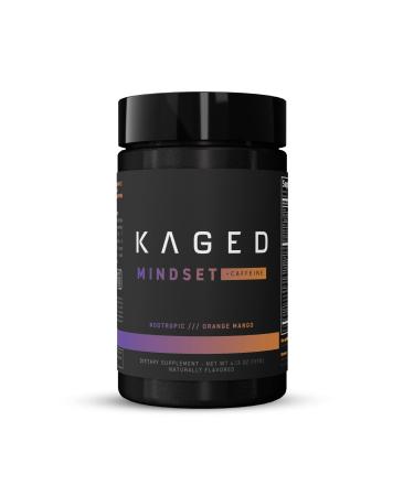 Kaged Nootropic Formula Mindset | Focus and Productivity Supplement with Stimulants (Caffeine) - Enhances Memory Mood Clarity - 30 Servings Orange Mango (With Stimulant)