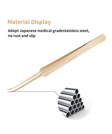 Lash Extension Tweezers: Fiber Tip, Professional Artist Tech Kit for Volume Eyelash Extensions - Golden Fine Tweezers - Buy Online on GoSupps.com