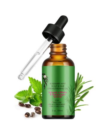 Rosemary Oil for Hair Growth & Skin Care Rosemary Oil for Hair Improve Hair Loss & Promote Hair Growth Strengthen & Nourish Follicles Daily Use Repair Dry Split End Care with Castor Oil Mint Oil