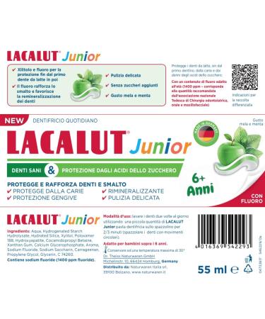 LACALUT Junior Toothpaste 6+ Years | Fluoride & Xylitol | Apple Mint Flavor - 55ml | Daily Caries Protection - Buy Online on GoSupps.com
