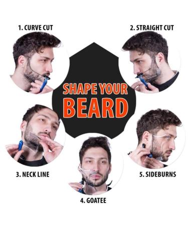 Men's Beard Shaping Tool with Inbuilt Comb for Goatee Mustache Sideburns - Clear | Symmetric/Curve/Step Cut - 1pcs - Buy Online on GoSupps.com