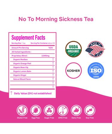 Organic Peppermint Morning Sickness Relief Pregnancy Tea - 20 Count - No Caffeine - Natural Relief for Cramps, Nausea & Constipation - Can be Served Hot or Cold - Secrets of Tea - Buy Online on GoSupps.com