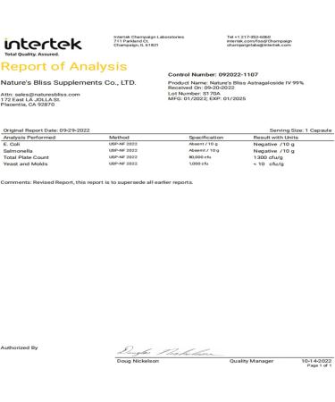 Nature'sbliss Stomach Acid Protected & Super-Absorption Astragaloside IV 99% 50mg 30caps 30 Count (Pack of 1) - Buy Online on GoSupps.com