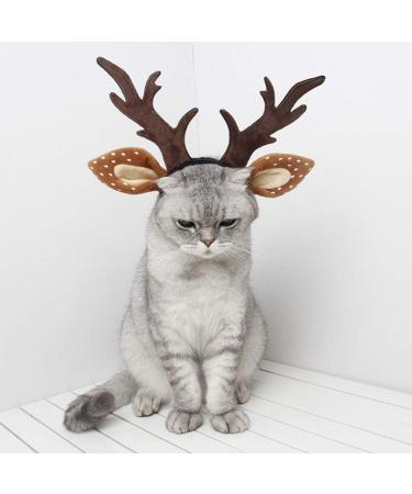 POPETPOP Dog Antlers Costume-Dog Elk Antler Reindeer Hat Cap Cat Christmas Costume Outfits Cat Headwear Small Big Dog Hat Headwear Hair Grooming Accessories-Large - Buy Online on GoSupps.com