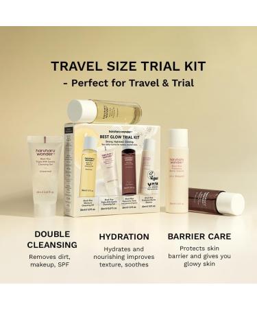 haruharu Wonder Best Glow Trial Kit Strong Hydrated Glowing Daily Routine Mini Size Double Cleansing Toner Barrier Essence - Buy Online on GoSupps.com