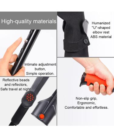 Adult Forearm Crutches Crutches Mobility Device Height Adjustable Aluminum Cane/Black/1 Pair Lucky Star Black 1 Pair - Buy Online on GoSupps.com