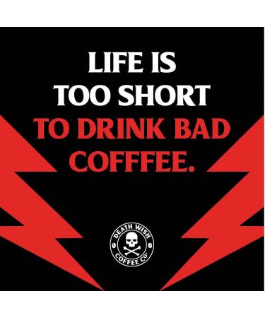 Death Wish Coffee 16 Oz Grounds - The World's Strongest Dark Roast - USDA Organic Arabica & Robusta Beans - Bold & Intense Blend for Morning Boost - 1 Pound Pack - Buy Online on GoSupps.com