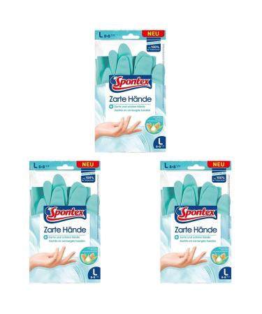 Spontex delicate hands nourishing household gloves with gentle almond oil made of natural rubberx - size L 1 pair (pack with 3) l (pack with 3) delicate hands
