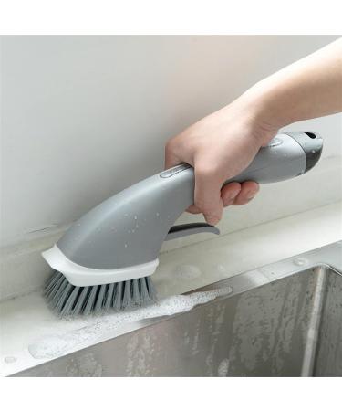 TRUSTTWO Solid Long Handle Automatic Home Kitchen Sink Add Detergent Water Spray Cleaning Brush The New Grey - Buy Online on GoSupps.com