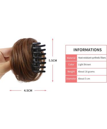 2PCS Mini Claw Fake Buns Hair Donut Chignon Straight Hair Extensions - Light Brown - Buy Online on GoSupps.com