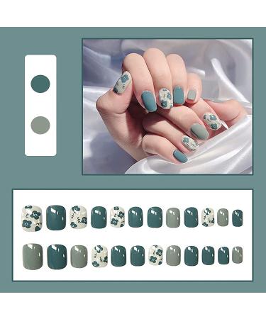 24Pcs Blue Daisy Flower Pattern Press on Nails for Women and Girls - Buy Online on GoSupps.com