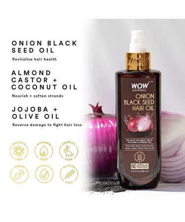 Wow Skin Science Onion Black Seed Hair Oil - 200ml | Nourish & Strengthen Hair - Buy Online on GoSupps.com