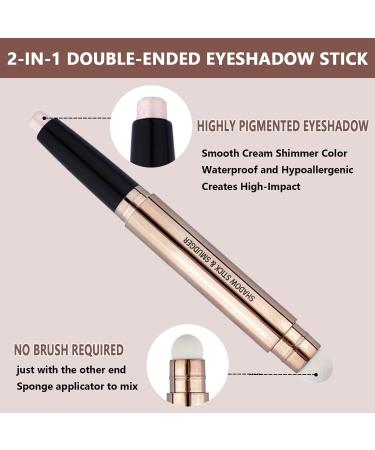 OVIQERKI 12 Color Shimmer Eyeshadow Stick - Waterproof Highlighter Eye Makeup (Pale Golden 02) - Buy Online on GoSupps.com