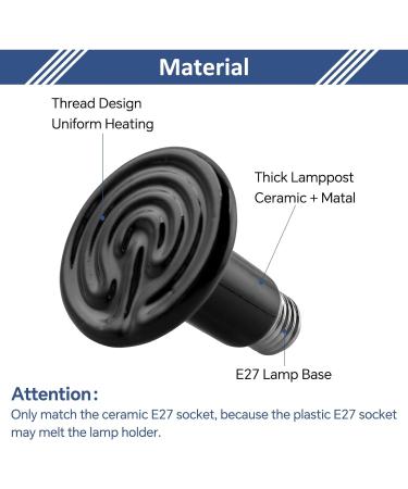 Caldarax 2 Pack 150W Terrarium Reptile Heat Bulb E27 Infrared Ceramic Heating Lamps AC 220-240V Ceramic Heat Emitter for Reptiles Lizards Tortoise Snakes Chicken - Buy Online on GoSupps.com