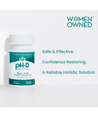 pH-D Feminine Health Support 600 mg Boric Acid Suppositories Woman Owned for Vaginal Odor Use 72 Count - Buy Online on GoSupps.com
