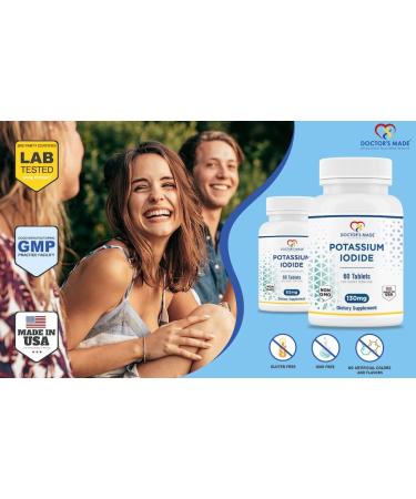 Doctor's Made Potassium Iodide 130 mg - Thyroid Supplements (2 Pack, 120 Tablets) - Kosher - Exp Date 04/2025 - Buy Online on GoSupps.com
