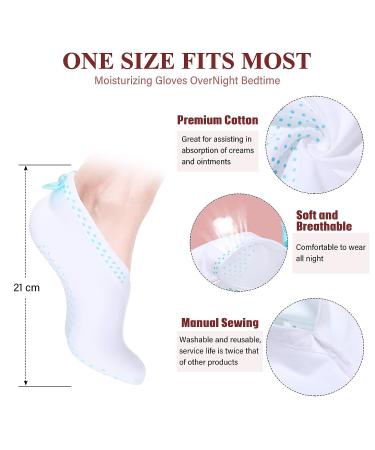 10 Pairs Moisturizing Spa Socks for Dry Feet | Cotton Moisture Enhancing Socks | Overnight Cosmetic Moisturizing Socks for Women and Men | White (Blue Dots Pattern) - Buy Online on GoSupps.com
