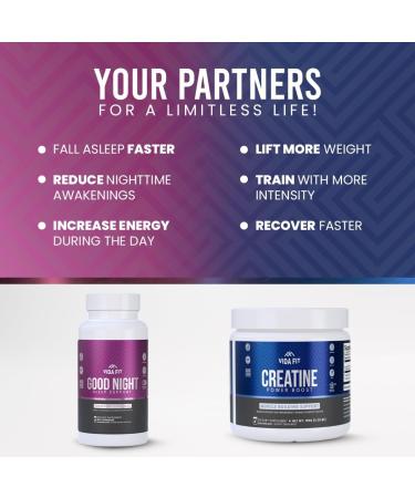Good Night Natural Sleep Aid (60 Capsules) & Micronized Creatine Monohydrate Powder (150g) Bundle Natural Sleep Support with Melatonin Ashwagandha & L-Theanine Plus Pure Vegan Creatine for Enhance - Buy Online on GoSupps.com