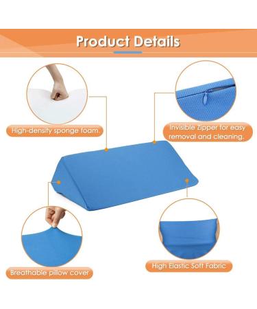 Blue Wedge Pillow for Surgery Recovery & Pregnancy - 30 Degree Incline, Back Pain Relief, Body Positioner & Pressure Ulcer Support - Buy Online on GoSupps.com
