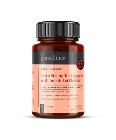 pureclinica Extra Strength B Complex with Inositol & Choline x 90 Caplets High-Potency B Vitamins for Energy Brain & Nerve Support 3 Months Supply