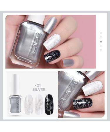 4 Colours 10ml Nail Polish Set Printed Jelly Nail polish Gold silver metallic colors Nail Pigment Polish Lacquer Nail Art Design Drawing Tool - Buy Online on GoSupps.com