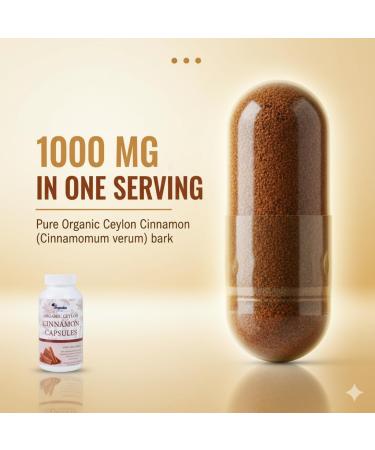 KAPRUKA Organic Ceylon Cinnamon Capsules 1000 mg (2 Capsules) | 100 Capsules 100% Organic Ceylon Cinnamon Pills Vegan Cinnamon Tablets - Buy Online on GoSupps.com