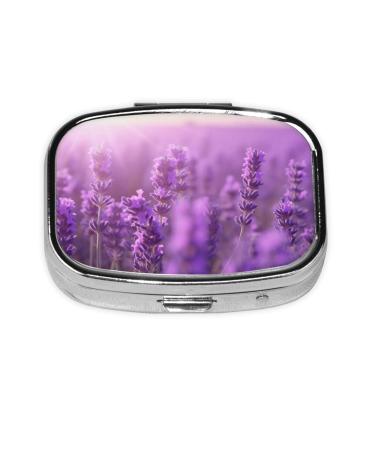 Pill Box 2 Compartment Medicine Pill Case Portable Travel Pillbox Pocket Pill Case Compact Pill Organizer Daily Pill Box to Hold Vitaminsromantic Purple Lavender Romantic Purple Lavender One Size