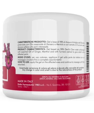 Dulc Pharma Devil's Claw Gel 98% Maximum Strength 16.9 Fl oz | Made in Italy | Natural Formula for Joint and Muscle Massage | Dermatologically Tested on Sensitive Skin - Buy Online on GoSupps.com