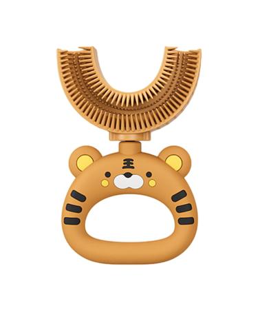 U-shaped children's toothbrush U-shaped toothbrush |Cartoon-tiger toothbrush for children-soft silicone brush head extra soft toothbrush training manual full mouth cleaning